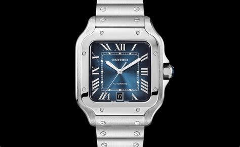 cartier santos watch blue dial.